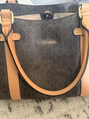 Calvin Klein Dark Brown & Tan Monogram Tote